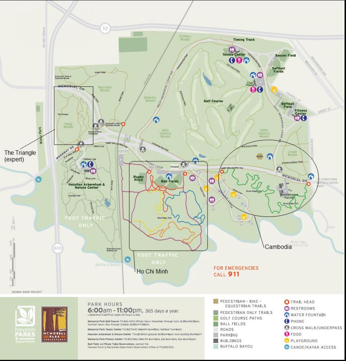 kaart van Memorial park Houston