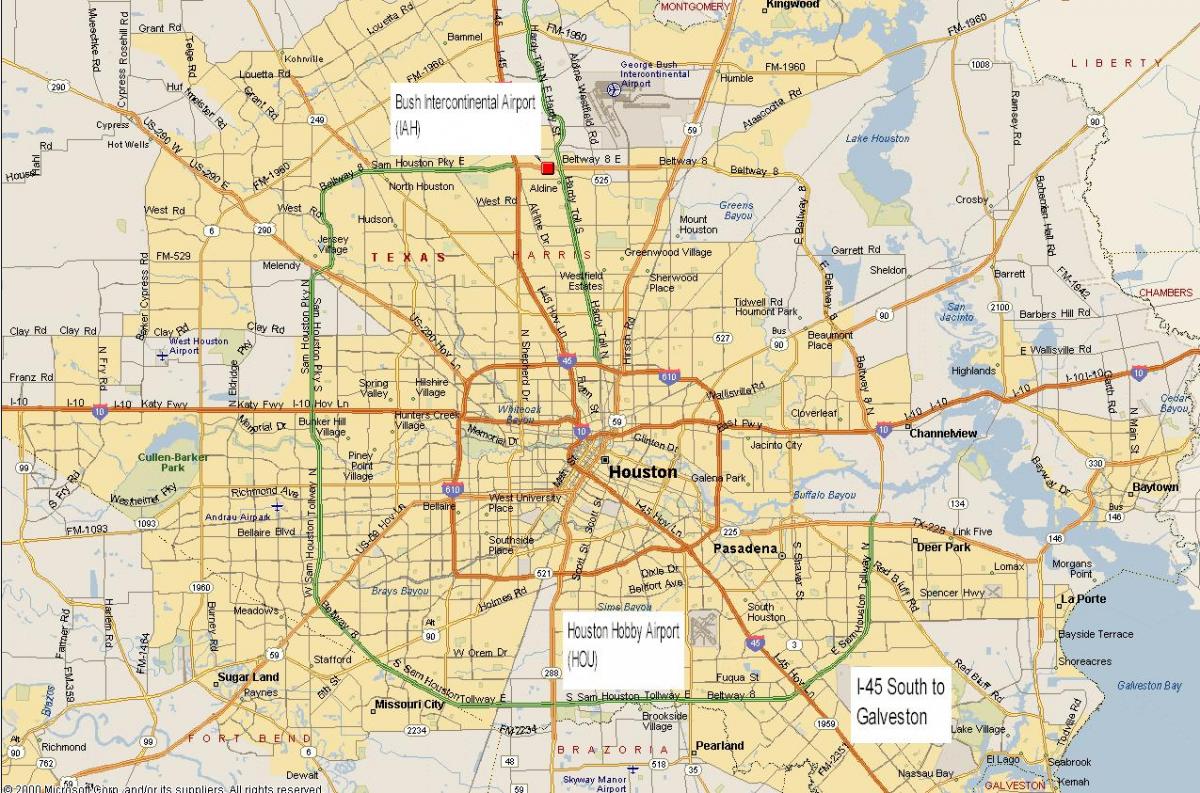 kaart van Houston metro-gebied