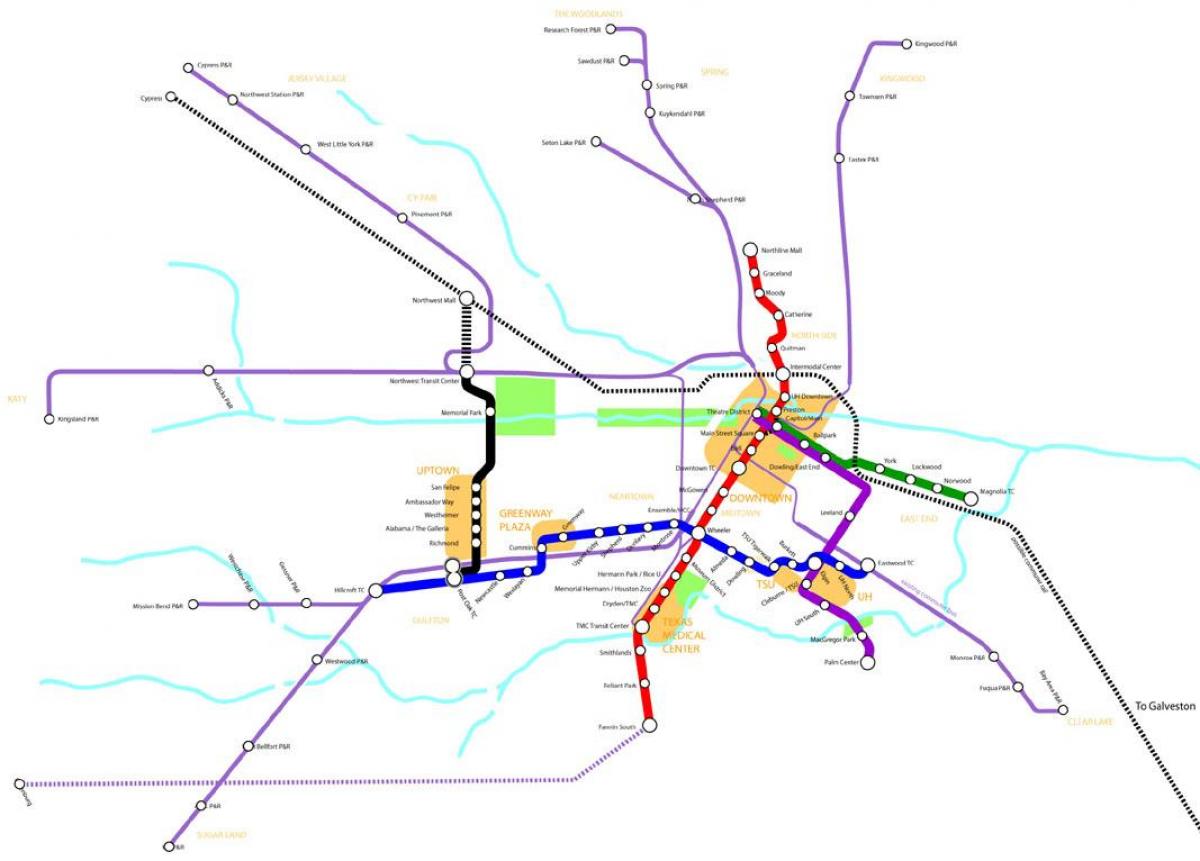 metro rail Houston kaart