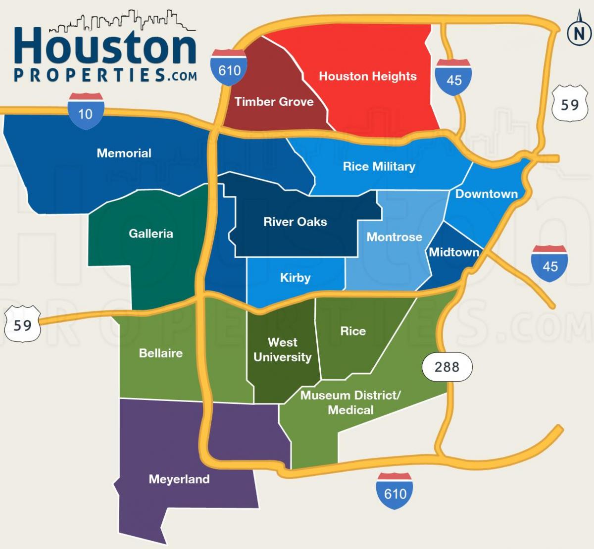 kaart van Houston wyk