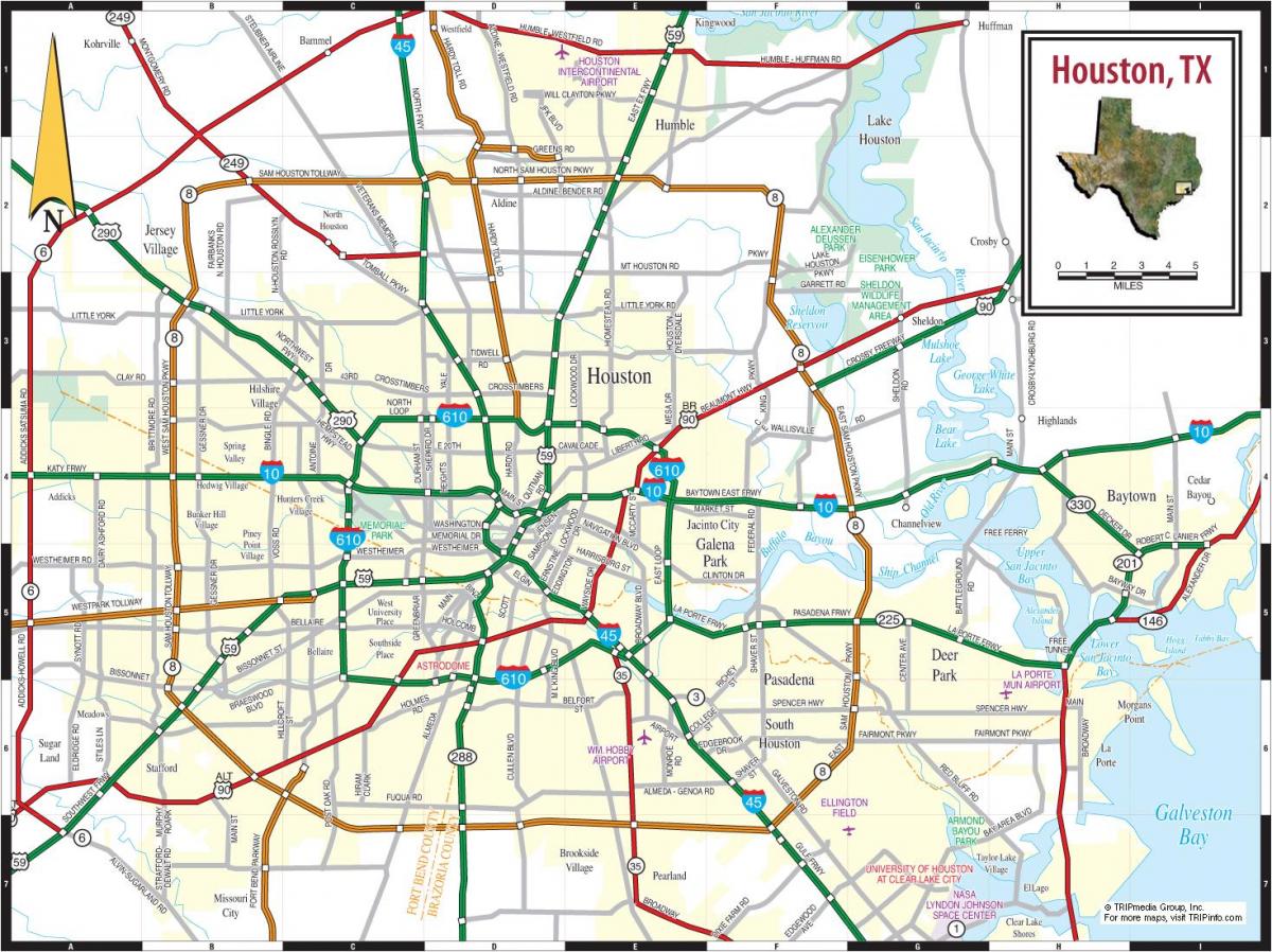 stad van Houston kaart