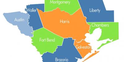 County kaart van Houston